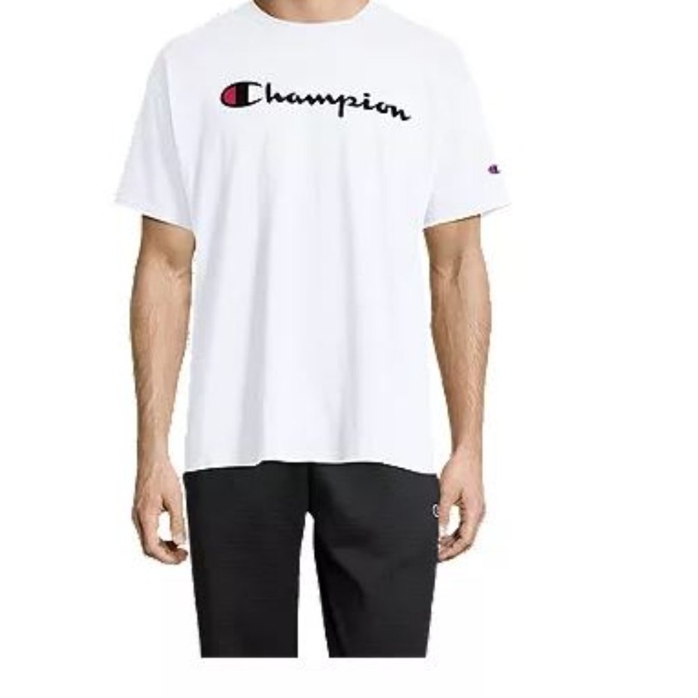 New Champion White Short Sleeve Classic Jersey Screen Print T-shirt Men's US XXL